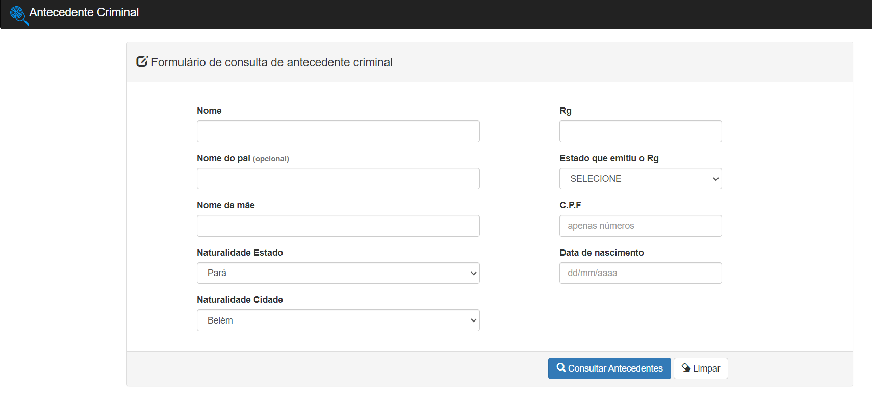 Consulta de Antecedente Criminal