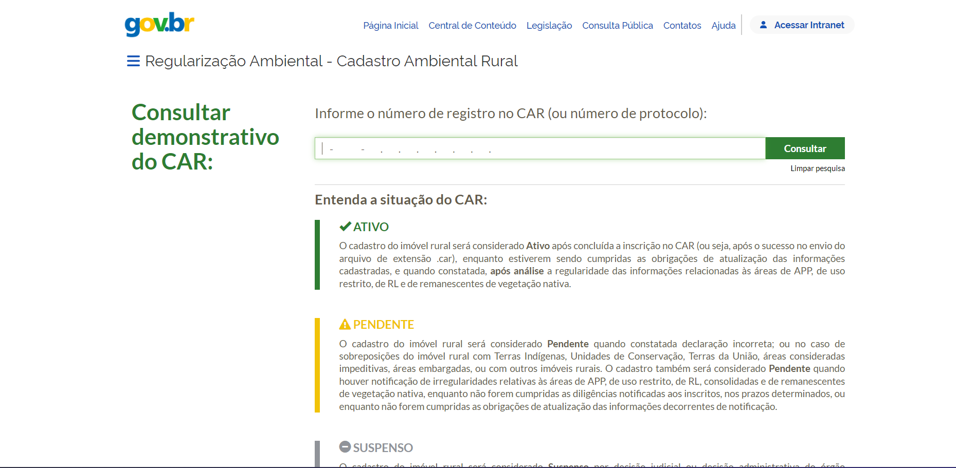 Sistema Nacional de Cadastro Ambiental Rural ( SICAR-CAR )